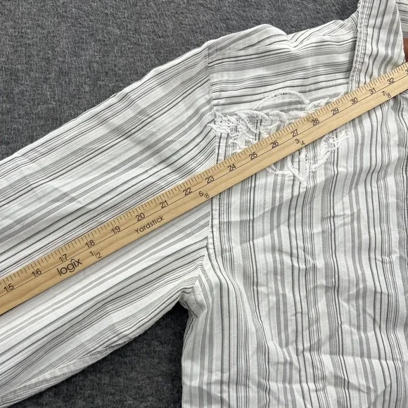 Roar Striped Button Down Shirt Mens L White Embroidered LS Grunge Gothic *FLAWS - Picture 14 of 15